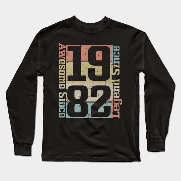 38th Birthday Gift Idea Awesome Since 1982 Long Sleeve T-Shirt by bummersempre66